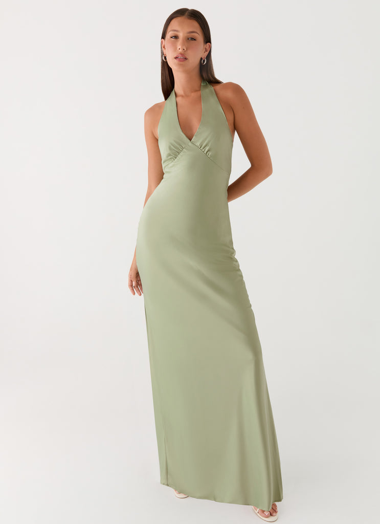 Heavy Hearted Satin Maxi Dress - Sage Sage / US 8 Heavy Hearted Satin Maxi Dress - Sage Sage / US 8