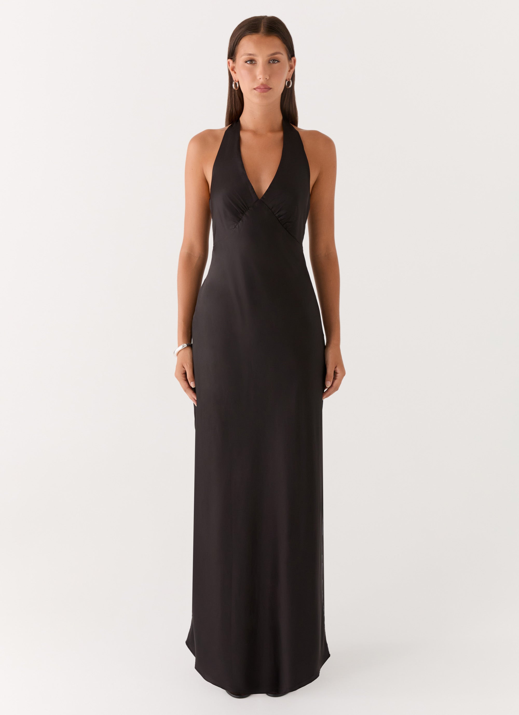 Heavy Hearted Satin Maxi Dress - Black Peppermayo US Heavy Hearted Satin Maxi Dress - Black Peppermayo US