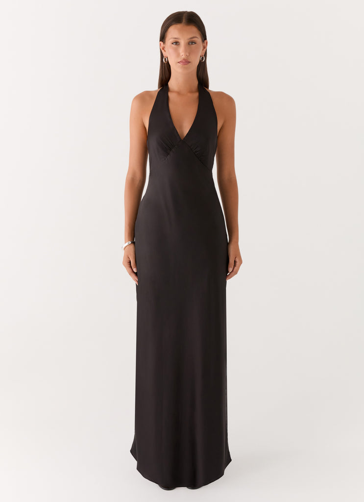 Heavy Hearted Satin Maxi Dress - Black Peppermayo US Heavy Hearted Satin Maxi Dress - Black Peppermayo US
