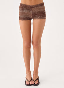 Helia Knit Mini Shorts - Chocolate Ombre