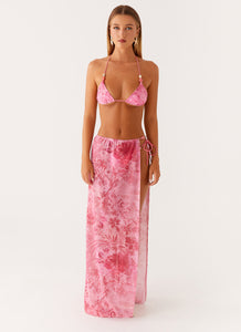 Here For It Beaded Maxi Skirt - Pink Print