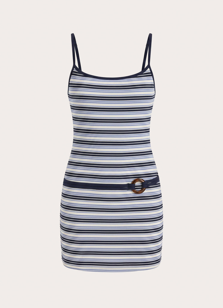 Here All Night Mini Dress - Blue Stripe