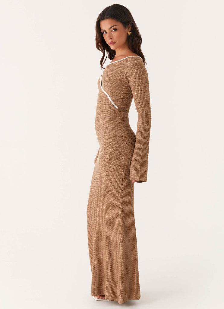 Hilary Crochet Maxi Dress - Tan Peppermayo US Hilary Crochet Maxi Dress - Tan Peppermayo US