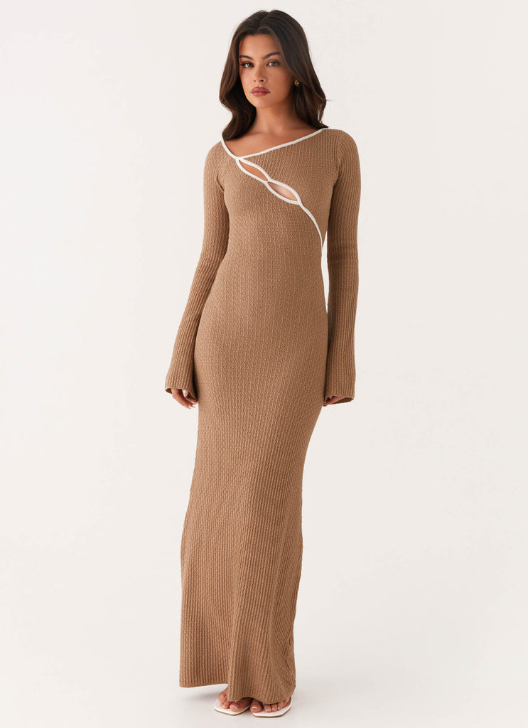 Hilary Crochet Maxi Dress - Tan Peppermayo US Hilary Crochet Maxi Dress - Tan Peppermayo US