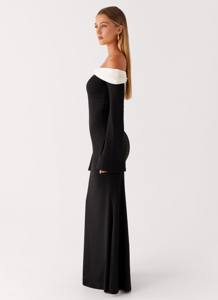 Hits Different Long Sleeve Maxi Dress - Black