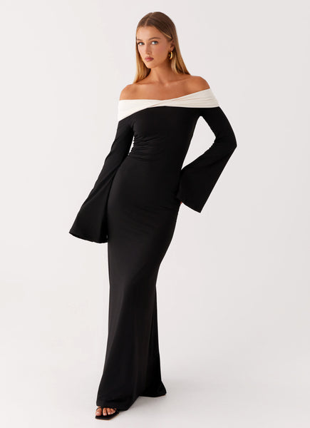 black dress hits the floor Different Long Sleeve Maxi - Size:3T it hugs your curves ugc-oct-25 Kiss Lashes Kiss Lash