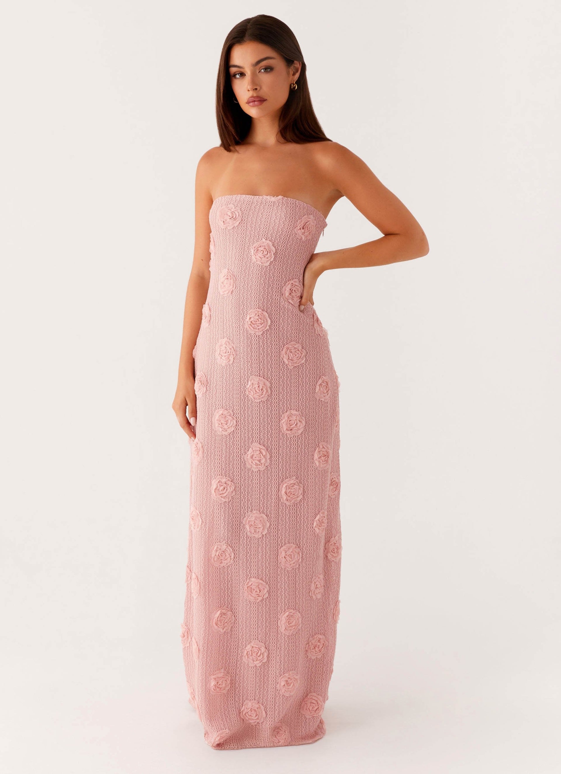 peppermayo maxi dress US All For Love - Burgundy making it perfect for an evening out Holly Maxi Dress - Pink