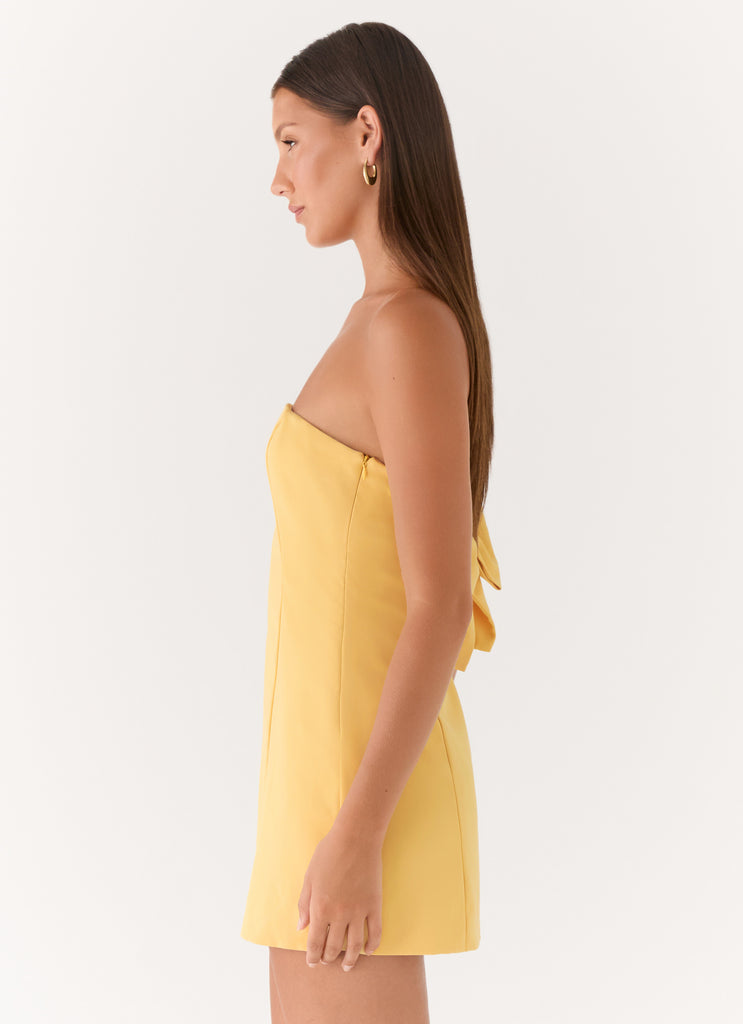 Honey Bow Mini Dress - Yellow