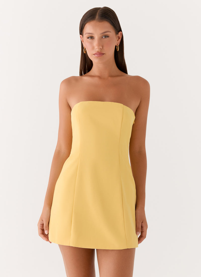 Honey Bow Mini Dress - Yellow
