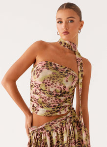 Hot Like Me Scarf Top - Swirl Leopard