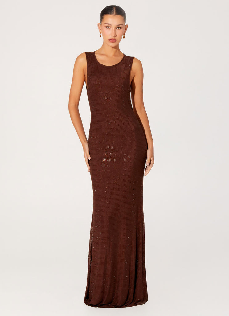 Hot Sequins Maxi Dress - Chocolate Chocolate / US 4 Hot Sequins Maxi Dress - Chocolate Chocolate / US 4