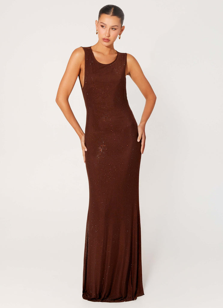 Hot Sequins Maxi Dress - Chocolate Chocolate / US 4 Hot Sequins Maxi Dress - Chocolate Chocolate / US 4