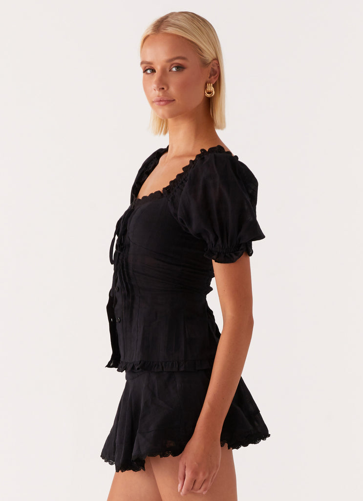 Hundred Percent Puff Sleeve Top - Black