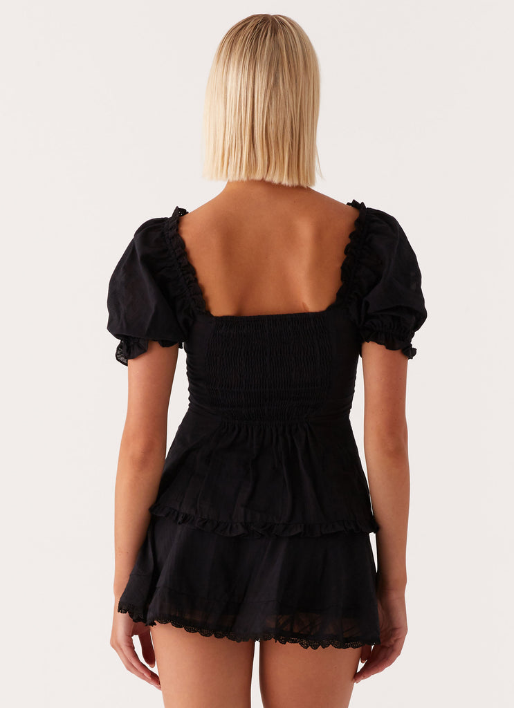 Hundred Percent Puff Sleeve Top - Black