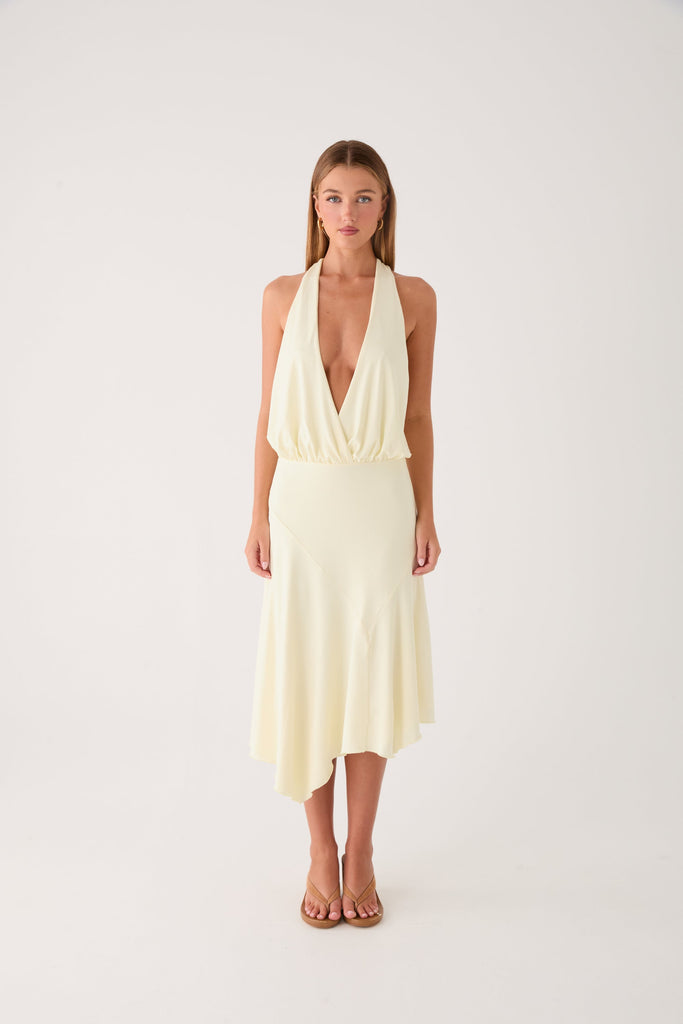 Ignite It Midi Dress - Lemon