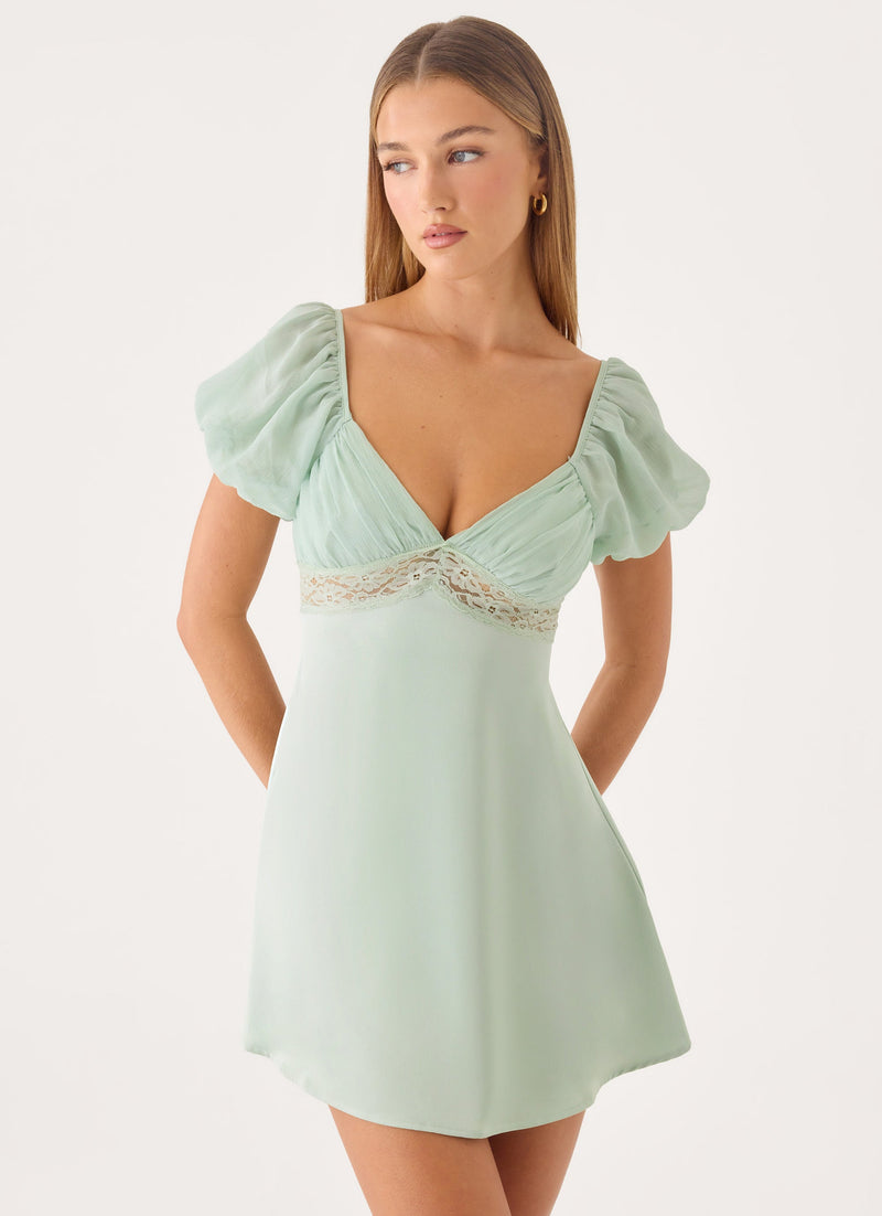peppermayo short dress Cadence Mini Mini length Green Mini Dress - Peppermayo