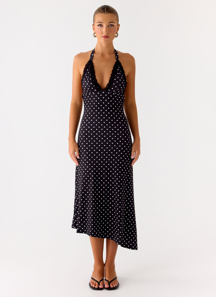 Illuminate Halter Midi Dress - Black Polkadot Black Polkadot / US 12 Illuminate Halter Midi Dress - Black Polkadot Black Polkadot / US 12
