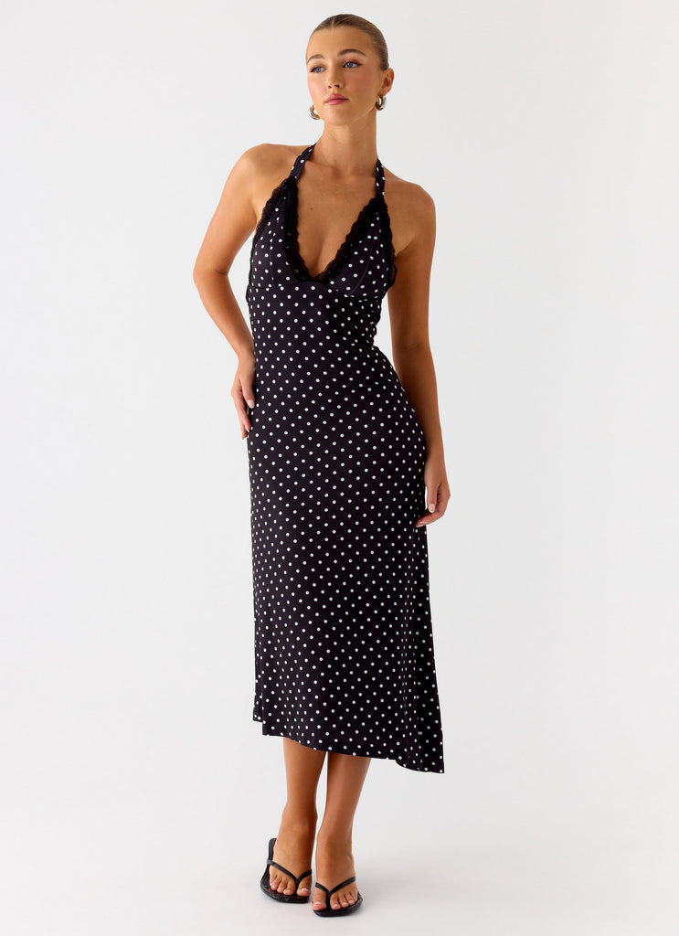 Illuminate Halter Midi Dress - Black Polkadot Black Polkadot / US 12 Illuminate Halter Midi Dress - Black Polkadot Black Polkadot / US 12