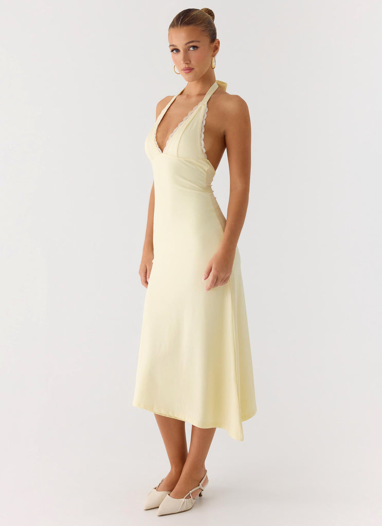 Illuminate Halter Midi Dress - Butter Yellow Butter Yellow / US 14 Illuminate Halter Midi Dress - Butter Yellow Butter Yellow / US 14