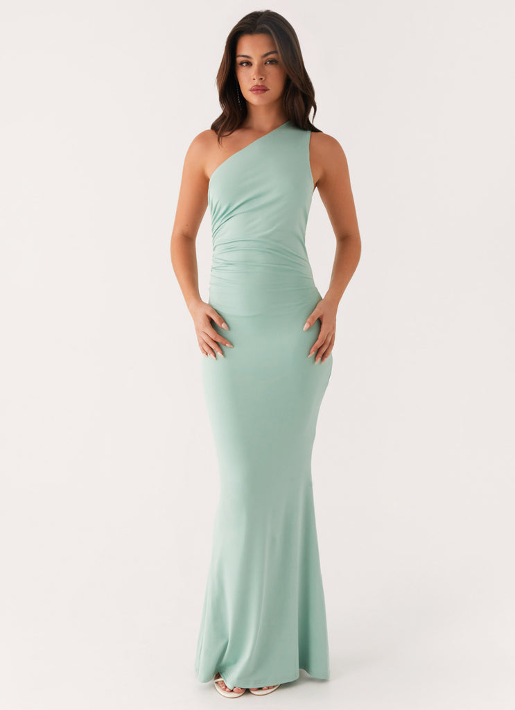 Imagine This One Shoulder Maxi Dress - Mint Peppermayo US Imagine This One Shoulder Maxi Dress - Mint Peppermayo US