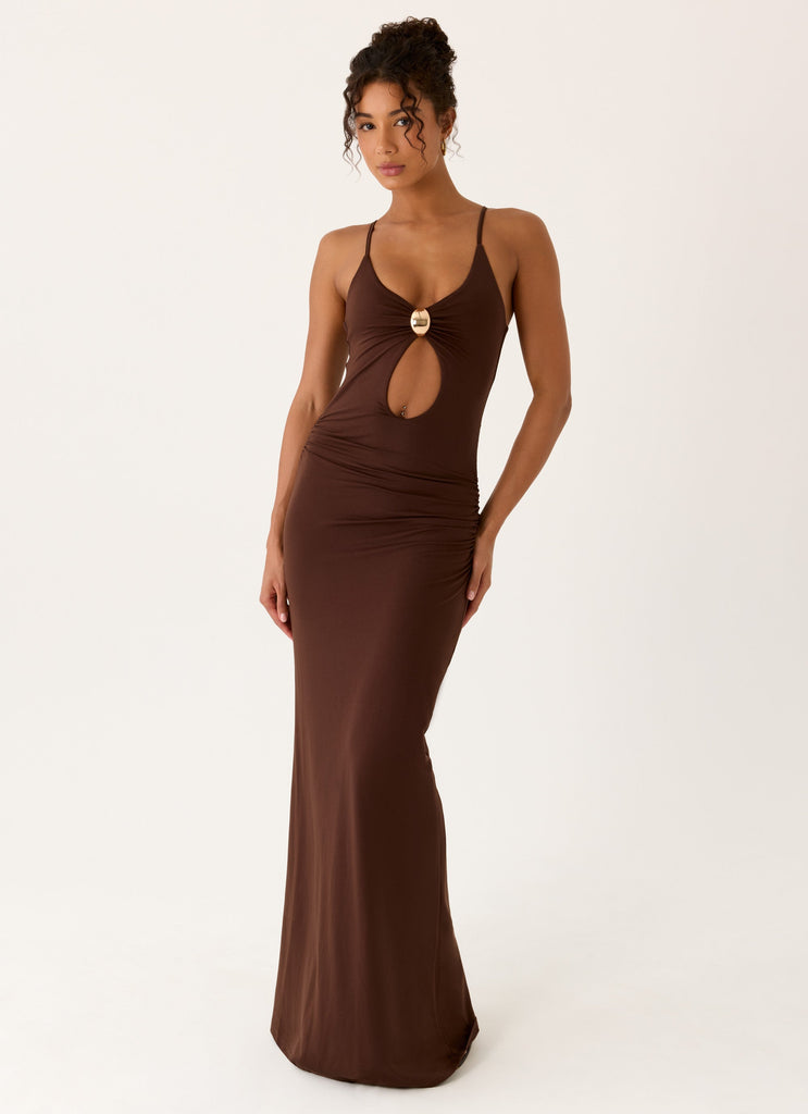 silk spiral evening dress - dark brown reviews Draped Dress in Silk Charmeuse | Women's Dresses main image 0