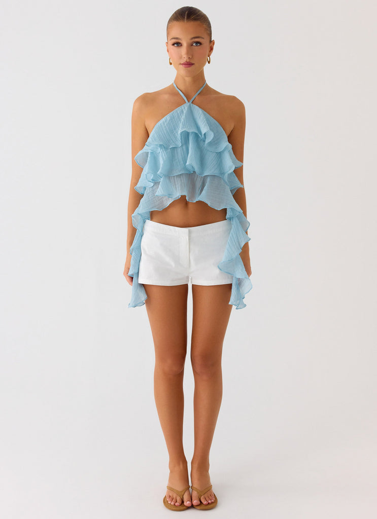 Inna Frill Halter Top - Aqua