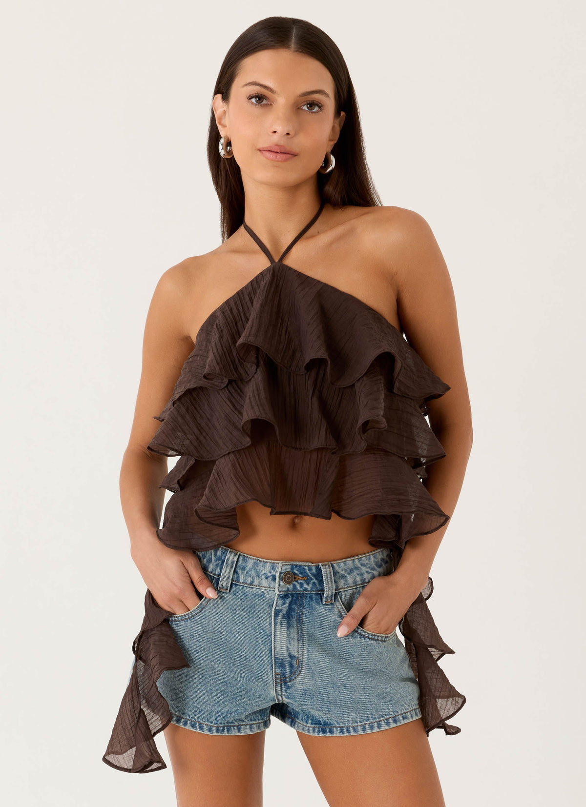 Inna Frill Halter Top - Chocolate – Peppermayo US