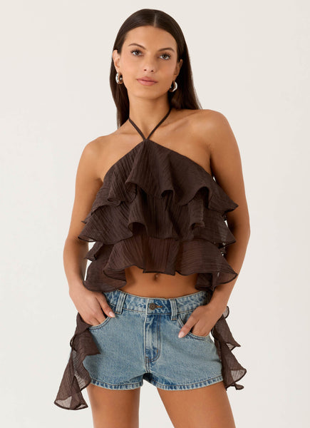 Inna Frill Halter Top - Chocolate – Peppermayo US