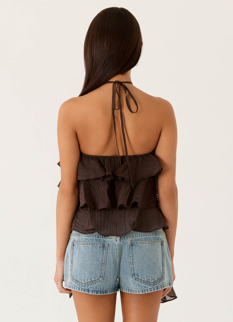 Inna Frill Halter Top - Chocolate