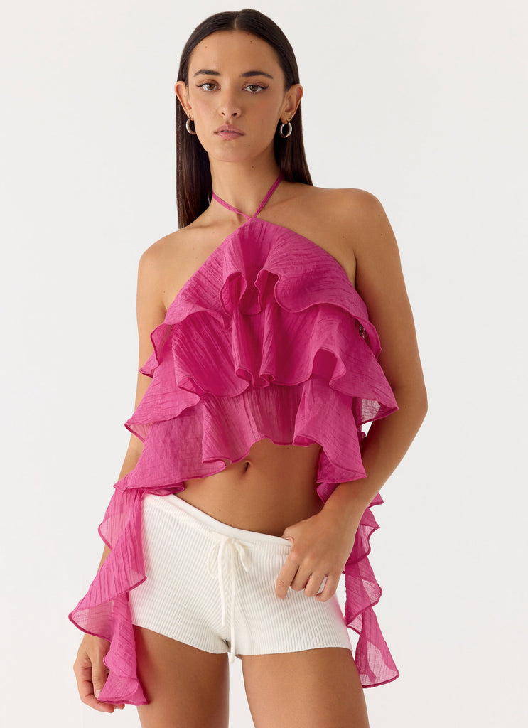 Inna Frill Halter Top - Fuchsia