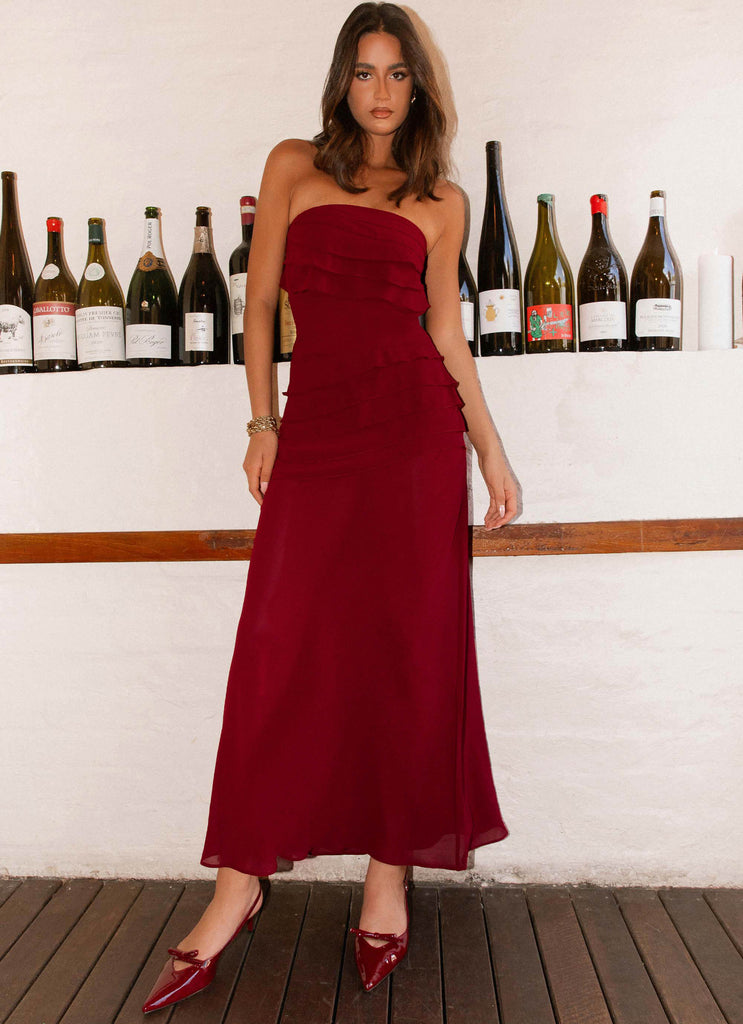 Into The Night Maxi Dress - Cherry Red