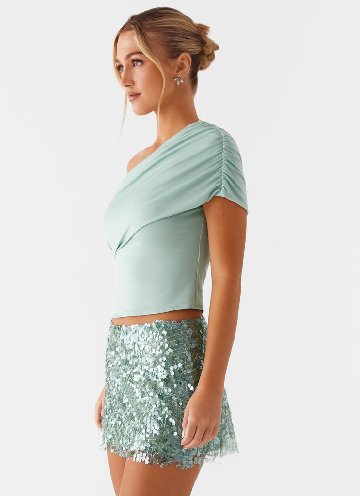 Islington One Shoulder Top - Mint