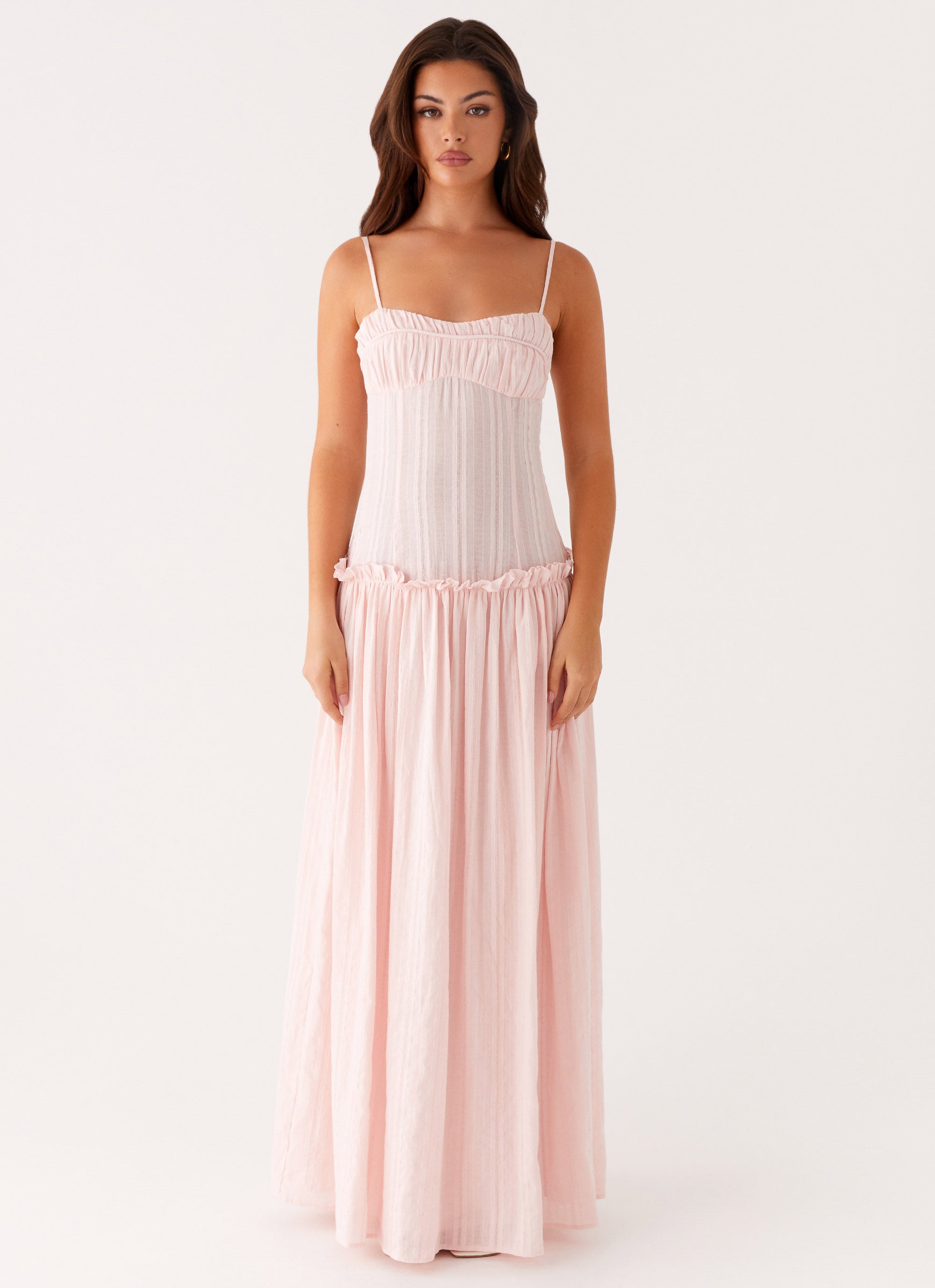 Jacinda Drop Waist Maxi Dress - Pink – Peppermayo US