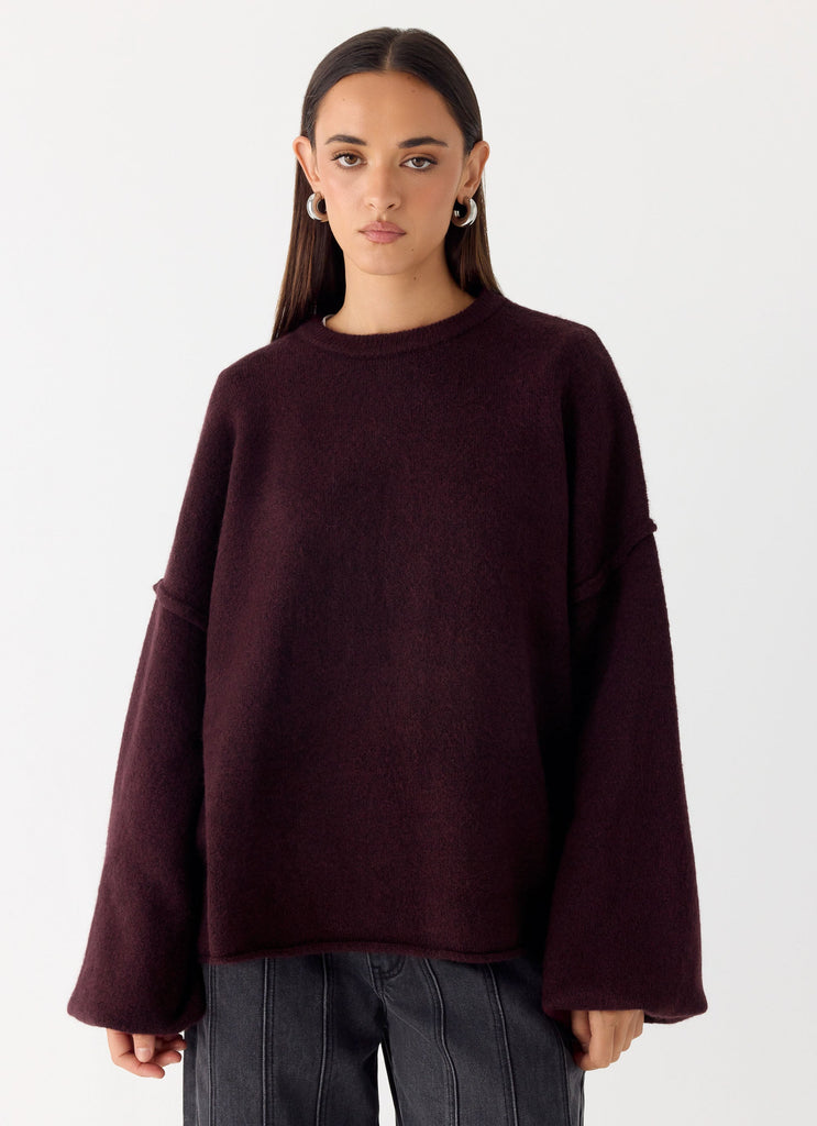 Jack Oversized Knit Sweater - Plum