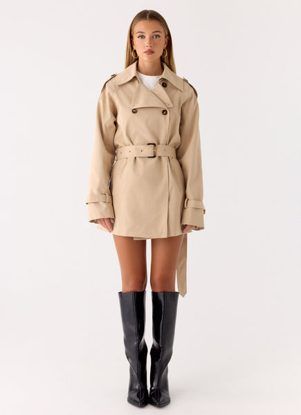 Jackie Mini Trench Coat - Tan – Peppermayo US