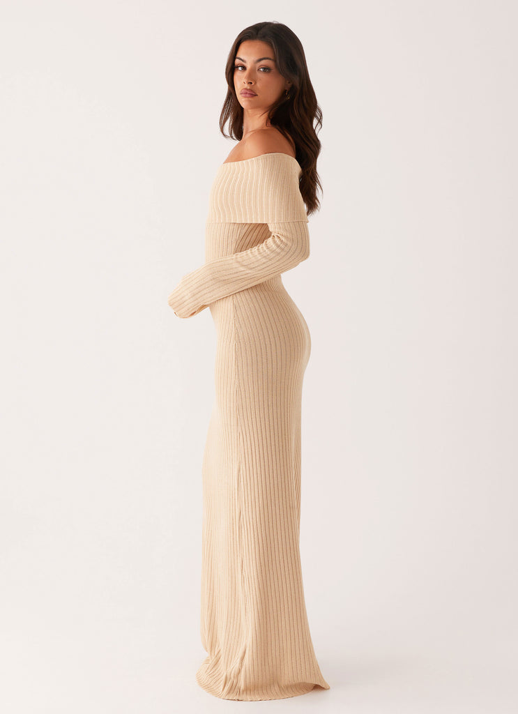 Jacqueline Knit Maxi Dress - Beige Peppermayo US Jacqueline Knit Maxi Dress - Beige Peppermayo US