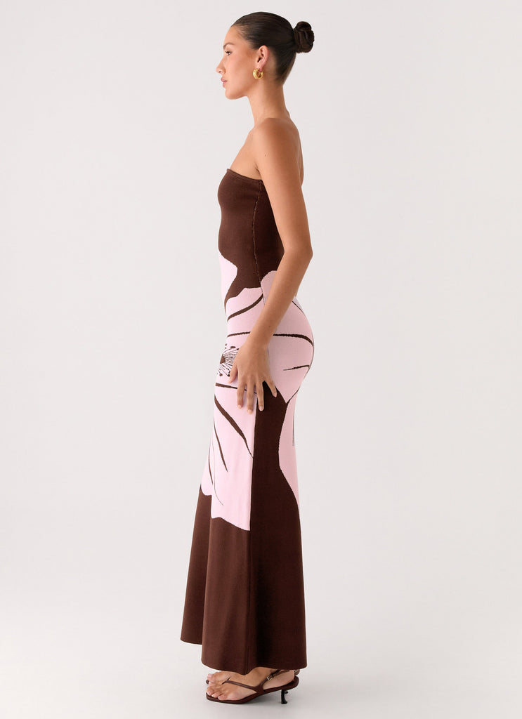 Jala Strapless Knit Maxi Dress - Espresso Meadow Jala Strapless Knit Maxi Dress - Espresso Meadow