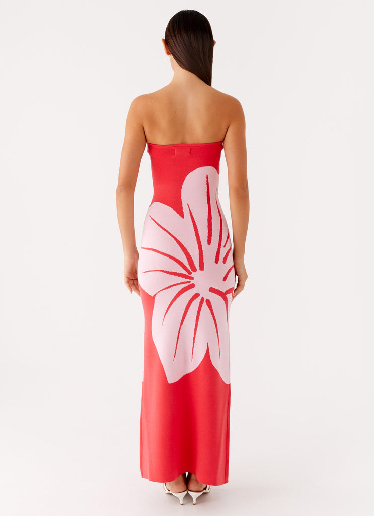 Jala Strapless Knit Maxi Dress - Red Floral Red Floral / L-XL Jala Strapless Knit Maxi Dress - Red Floral Red Floral / L-XL