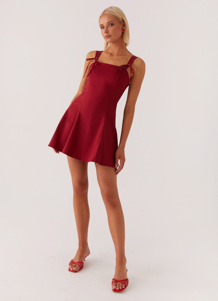 Jamaya Tie Mini Dress - Red