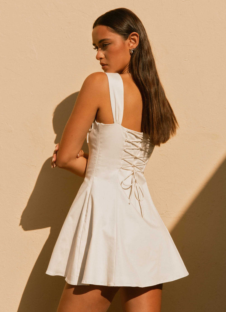 Jamaya Tie Mini Dress - Ivory Peppermayo US Jamaya Tie Mini Dress - Ivory Peppermayo US