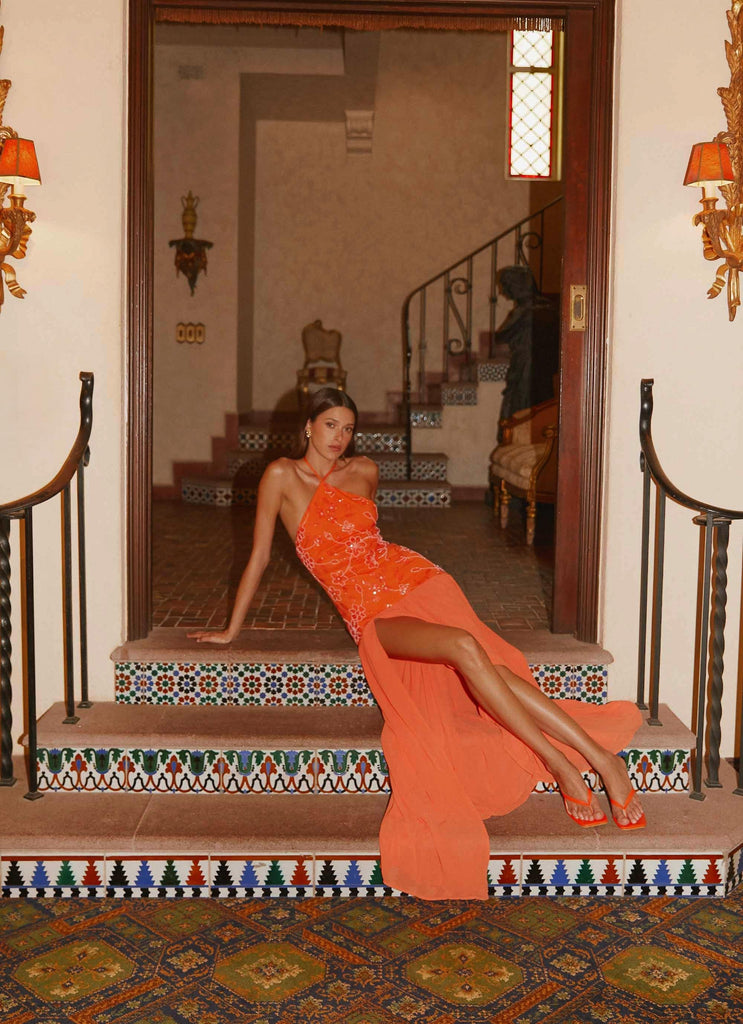 Janelle Beaded Maxi Dress - Orange Peppermayo US Janelle Beaded Maxi Dress - Orange Peppermayo US