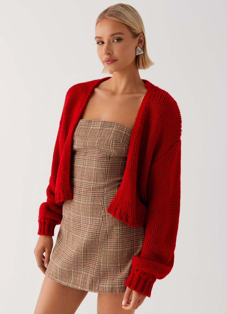 Jasleen Knit Cardigan - Red