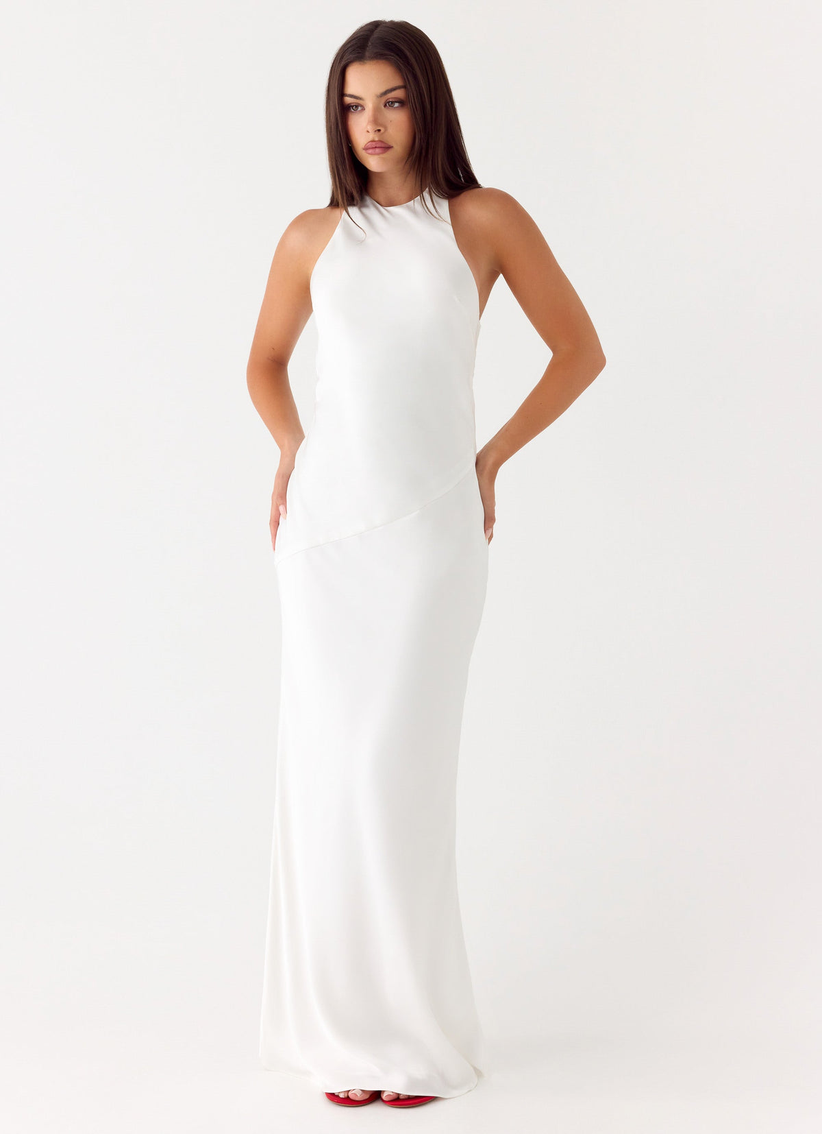 peppermayo white dress Cerisa Linen Maxi Side seam invisible zipper Pascuelle Midi Dress - White