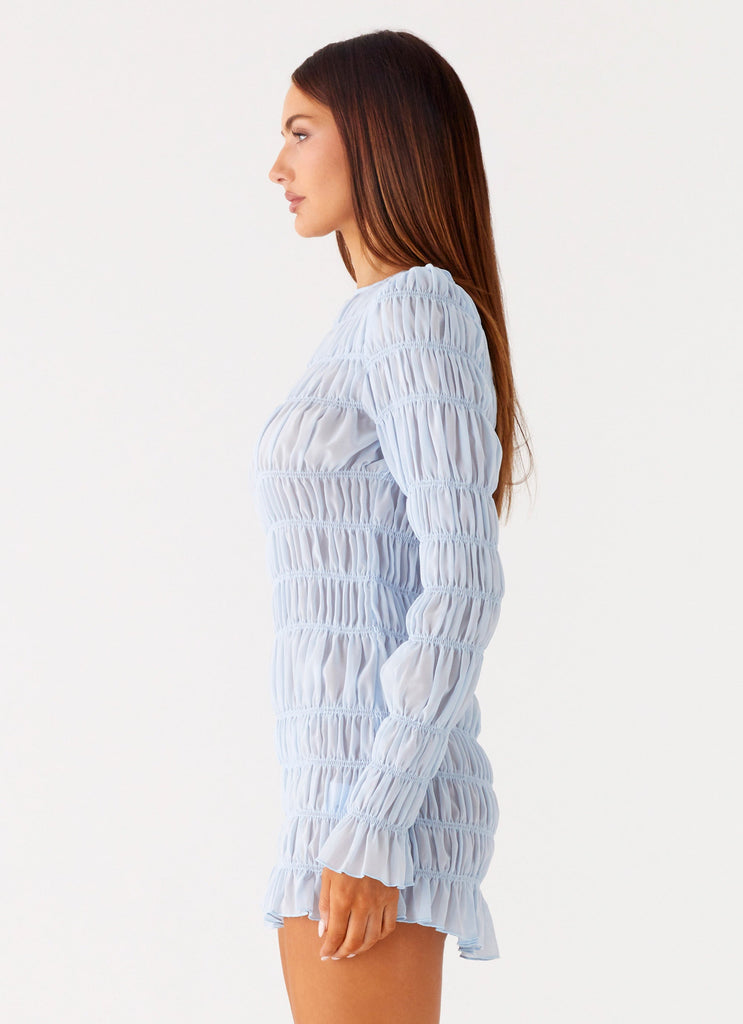 Jasy Long Sleeve Mini Dress - Sky Blue Sky Blue / US 4 Jasy Long Sleeve Mini Dress - Sky Blue Sky Blue / US 4