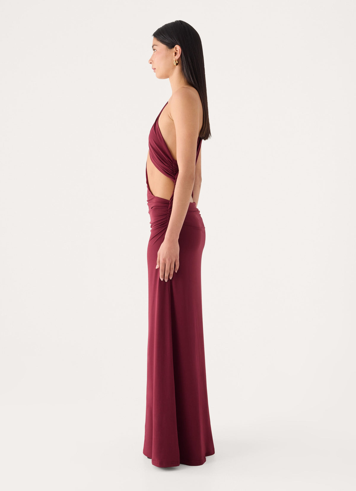 Jess Draped Maxi Dress - Maroon