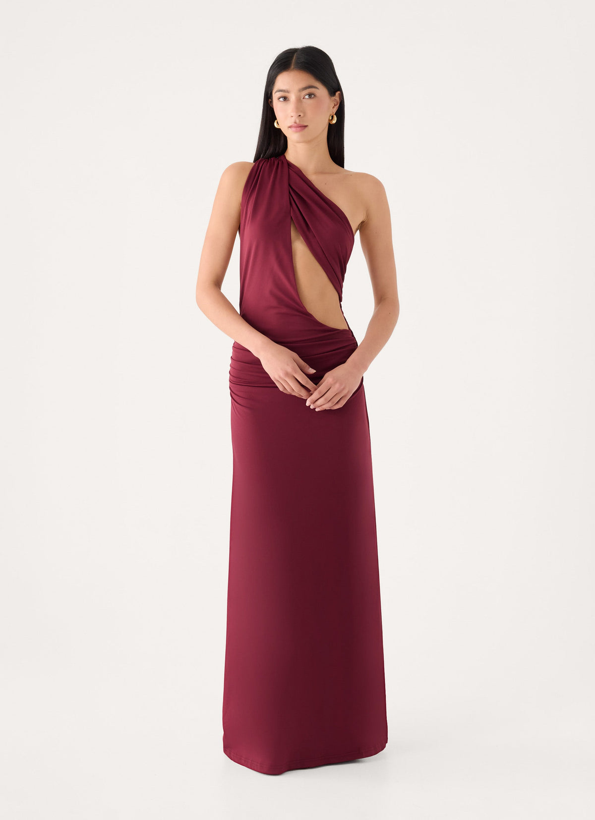 Jess Draped Maxi Dress - Maroon