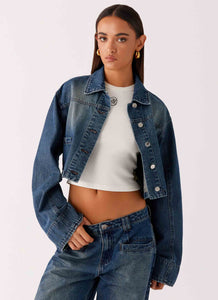 Joan Cropped Denim Jacket - Indigo