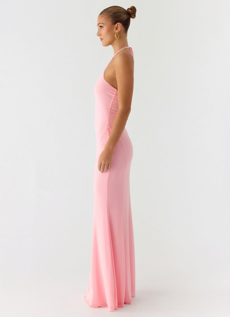 baby pink maxi dress Jolin Halter Maxi Dress