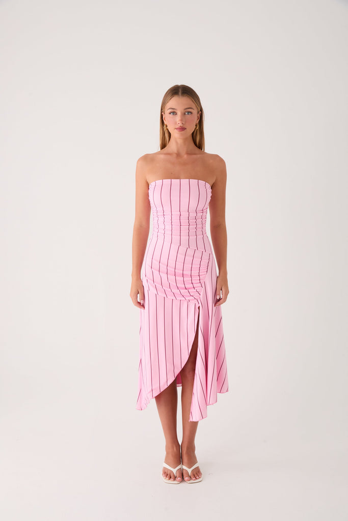 Jorvana Midi Dress - Strawberry Stripe