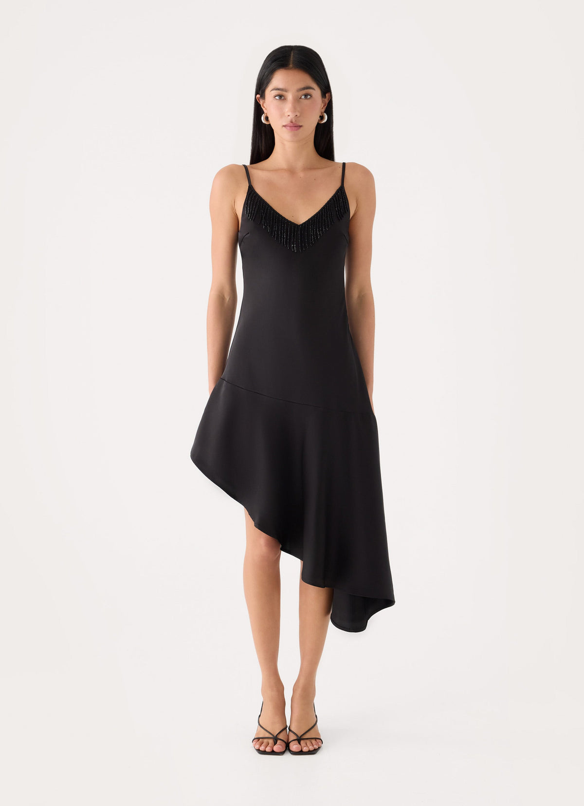 Julienna Satin Midi Dress - Black